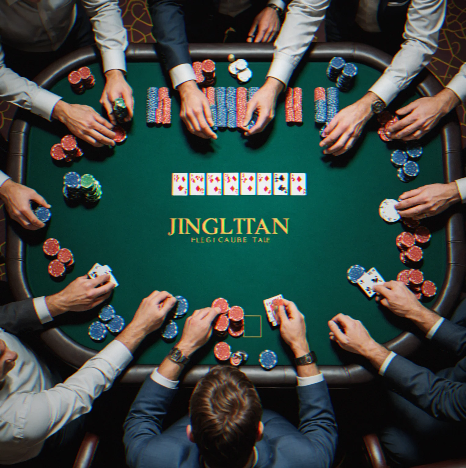 Dealer managing the game with dealer button, cut card, and chip reconciliation